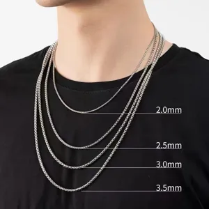 Heren Roestvrij Staal Box Chain Halskette Titanium Staal Geometrisch Vierkante Parelketting Hip Hop Sieraden Cadeau Voor Heren