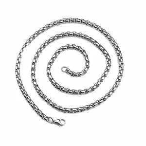 Heren ketting van roestvrij staal, vierkante schakelketting, duurzaam titanium sieraden.