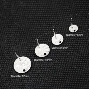 Clous d'oreilles ronds texturés en acier inoxydable, tailles de 6mm à 12mm pour DIY.