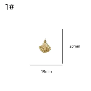Vue détaillée du pendentif coquillage doré, accessoire de bijoux DIY en métal de 19x20mm.