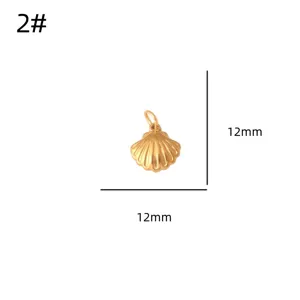 Golden stainless steel shell pendant for DIY jewelry making, 12x12mm charm size.