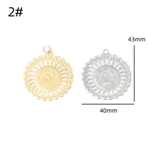 Retro Edelstahl hohler runder Anhänger DIY Schmuck Zubehör Halskette Charm 40mm