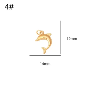 Gold dolphin pendant stainless steel DIY jewelry accessory necklace bracelet charm 19x14mm