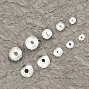 Capuchons de perles en acier inoxydable entretoises bol bijoux DIY vue détail argent