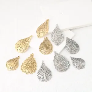 Ciondoli goccia filigrana oro argento DIY creazione gioielli charms collana orecchini parti
