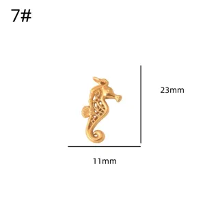 Gold stainless steel seahorse pendant DIY jewelry accessory charm for necklace bracelet.