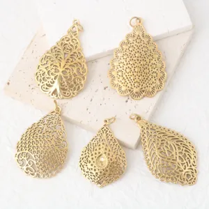 Acciaio Inossidabile Ciondolo Traforato Filigrana Charms Vintage Goccia DIY Gioielli Reperti Collana Orecchino Accessori