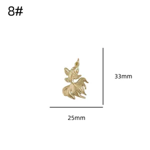 Pendentif poisson rouge en métal DIY accessoire de bijoux doré 33x25mm pour collier