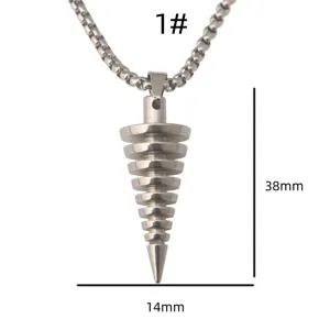 Roestvrij staal punk kegel hanger ketting detailweergave, cool getrapt metaal sieraad.