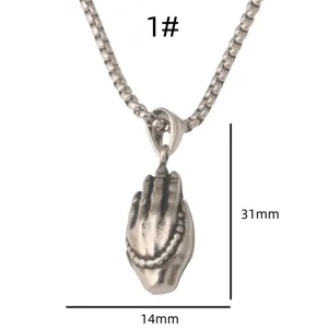 Roestvrij staal retro hand hanger ketting hip hop donkere stijl heren mode sieraden accessoire