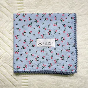 Korean style vintage floral cotton square scarf, pastoral art neckband or hair band.