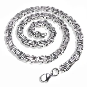 Stainless steel Byzantine chain necklace for men hip hop vintage silver king chain jewelry