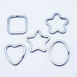 Stainless Steel Split Key Rings Flat Double Loop Geometric Shape Metal Key Ring DIY Craft Keychains Findings