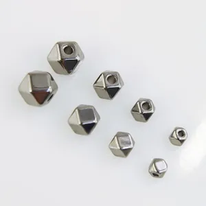 Stainless Steel Hexagonal Square Beads Spacer Loose Beads For DIY Jewelry Making Necklace Bracelet Craft Accessories