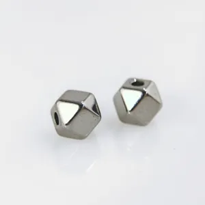 Stainless steel geometric faceted spacer beads detail shot for DIY jewelry making