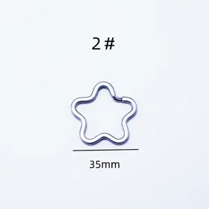 Stainless steel star shaped key ring metal split keychain DIY accessories 35mm diameter