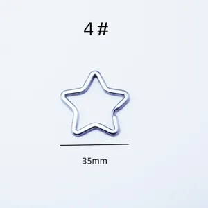 Stainless steel star shaped key ring 35mm DIY metal keychain accessory for keys and bags.