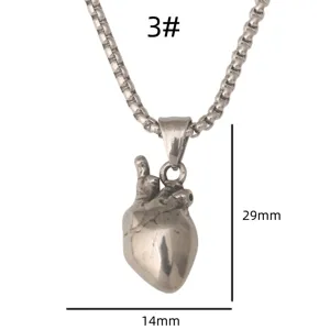 Roestvrij staal anatomisch hart hanger ketting gotische hiphop sieraden voor mannen