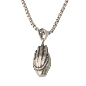 Vintage roestvrij staal biddende handen hanger ketting voor mannen hiphop gothische stijl