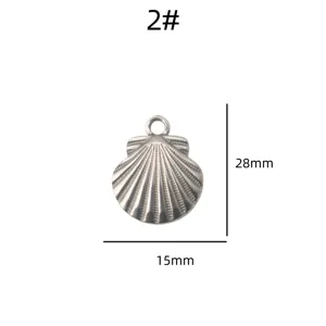 Colgante de concha de acero inoxidable estilo océano abalorio pulsera collar DIY