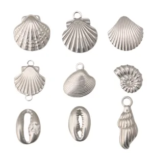 dijes de concha de acero inoxidable estilo marino para pulsera collar bricolaje set