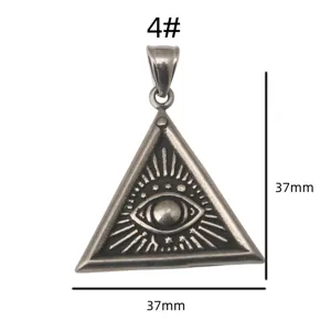 Vintage stainless steel triangle eye pendant necklace retro punk hip hop jewelry accessory 37mm