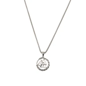 Vintage stainless steel triangle rune pendant necklace, hip hop chain for men and women.