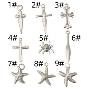 Stainless steel cross starfish pendant charms DIY jewelry accessories gothic style.