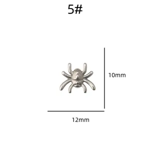 Stainless steel spider pendant close-up, vintage silver DIY jewelry accessory detail view.