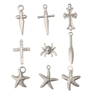 Stainless Steel Cross Starfish Dagger Pendants Retro Punk Style DIY Jewelry Accessories For Necklace Bracelet Making