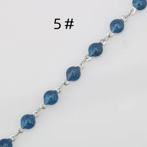 Stainless steel DIY enamel blue glitter chain jewelry component necklace bracelet