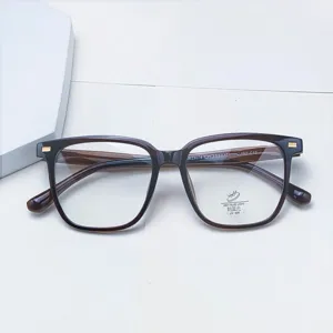 Square retro TR90 optical glasses frame, anti-blue light design for daily wear, clear detail.