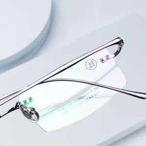 Montura de Gafas Hombre Diseñador Sin Montura Titanio Puro Corte Diamante Metal