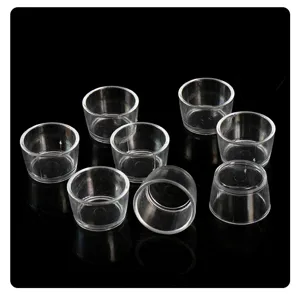 Miniature clear plastic cups detail view, ideal for DIY dollhouse miniature crafts.