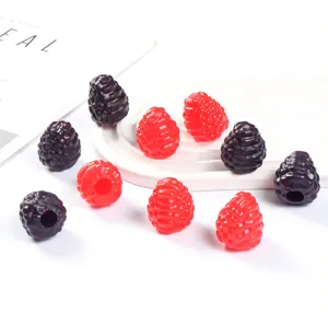 Artificial raspberry fruit model resin beads diy handmade accessories photography props detail view