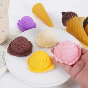 PVC simulated ice cream ball model toy set, colorful fake food dessert photography props display.