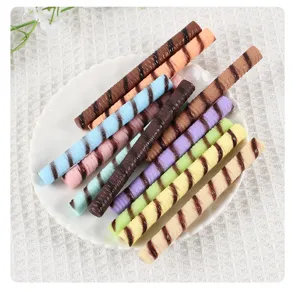 Colorful PVC simulation chocolate wafer rolls fake food model for DIY toys decor.