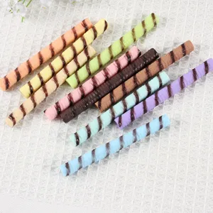 Colorful PVC simulation chocolate wafer roll models for DIY dessert toys and decor