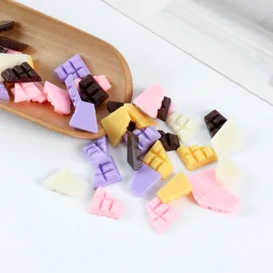 Mini simulation chocolate blocks model for DIY dessert accessories, colorful PVC fake food craft.