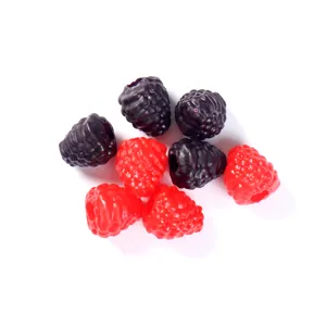 Artificial raspberry beads simulation fruit DIY craft accessories red and black berry charms set.