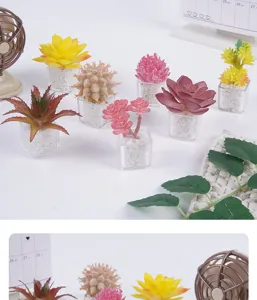 Mini piante succulente artificiali in vaso plastica finta vegetazione decorazione