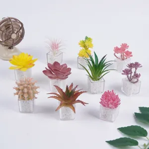 Mini Pianta Succulenta Artificiale in Vaso Plastica Finti Fiori Succulenti Ornamento da Scrivania Decorazione Casa Ufficio