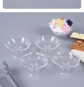 Close-up detail showing miniature transparent tray cups, food toy cream cup accessories for DIY.
