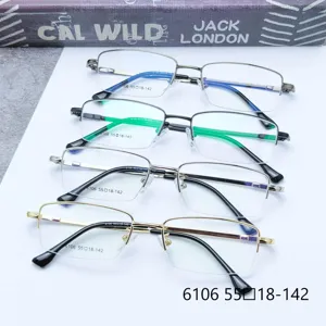 Montatura per Occhiali Quadrata Semi-Rimless da Uomo Lega di Metallo Ottica Miopia Occhiali Moda Business Montatura per Occhiali