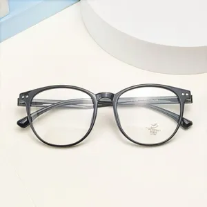 Retro large frame blue light blocking glasses TR90 optical eyewear detail view black matte finish