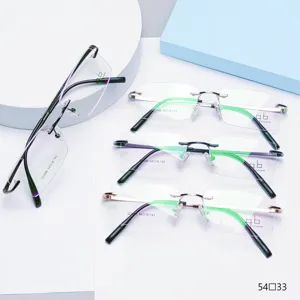 Minimalist Lightweight Rimless Metal Optical Glasses Frame Business Myopia Eyewear Frame For Men And Women