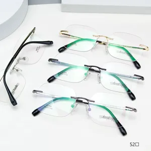 Occhiali da Vista Rimless in Lega di Titanio Minimalista Per Uomo Donna Business Leggero Montatura da Vista