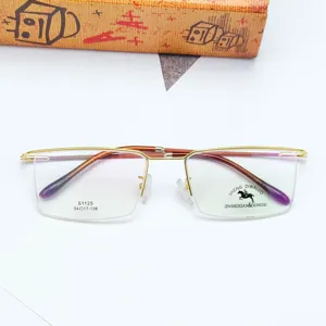 Montatura per occhiali in metallo semicerchiata da uomo, elegante ottica da vista.