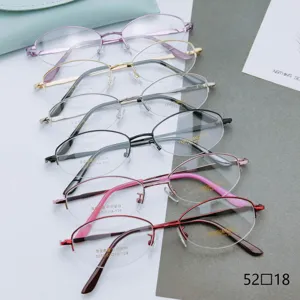 Business thick gold plated women oval half rim eyeglass frame 3056 multiple colors.
