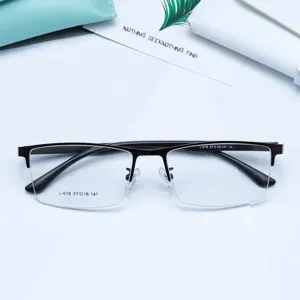 Dettagli della montatura per occhiali semi-rimless in metallo da uomo d'affari, larga.